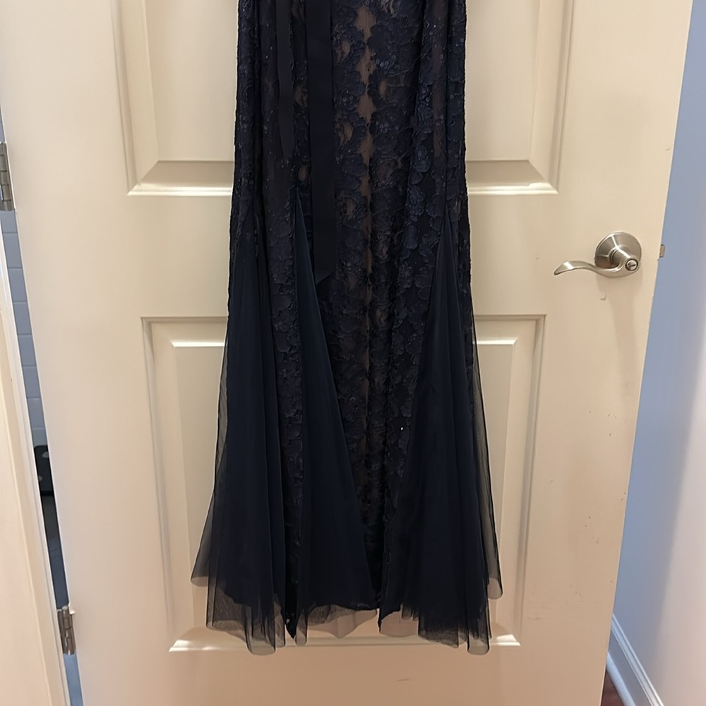 Alex Evenings Sequined Lace Mermaid Sash Gown - Picture 2 of 5